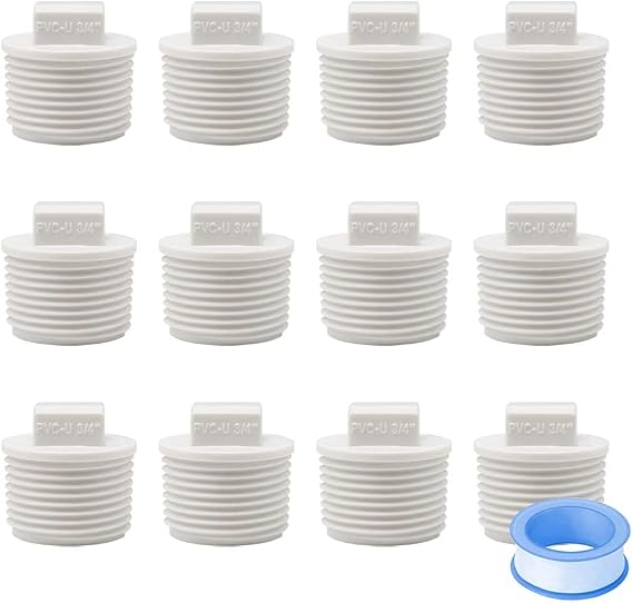12pcs 3/4インチ Pvcカップリングキャップパイプ継手 ホワイトpvcパイプエンドキャッププラグアダプター Sch40 0.75インチオスねじパイプまたは継手3/4インチhe060-3/4に適合