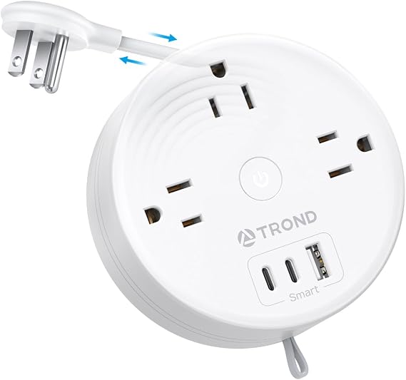TROND Travel Power Strip, Retractable Extension Cord 5ft, Cruise Essentials