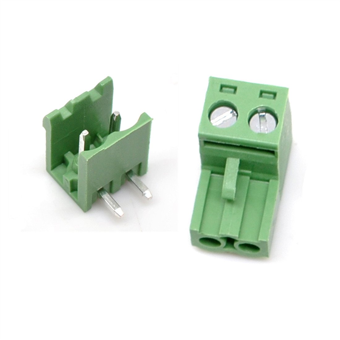 Oiyagai 20 Sets 2-Pin 5.08mm Pitch PCB Pluggable Terminal Block Connectors, Right Angle, 300V 15A Screw Type for DIY Electronics, Arduino, Power Modules