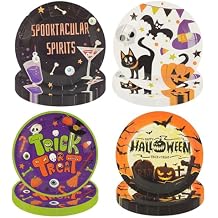 48 Pack Halloween Paper Plates 7 inch, Halloween Party Plates Ghost Cat Pumpkin Disposable Plates Cake Plate Dessert Plates Dinner Plates for Birthday Holiday Party Supplies