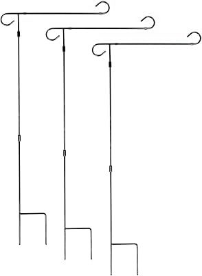 G128 3 Pack: Yard Garden Flags Holder, Garden Flag Stand Outdoor Flag Holder, Black Iron 36 H x 16 W