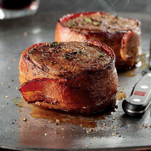 Omaha Steaks Steak Lover Favorites Bacon-Wrapped Filet Mignons, Butchers Cut Top Sirloins, Ribeyes, and Omaha Steaks Seasoning