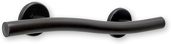 18 Wave-Shaped Grab Bars for Shower in 1.25 Dia, Right Handed | ADA Handicap Grab Bars for Seniors Can Hold up to 500 lbs | Grab Bars for Wall in Oil Rubbed Bronze Finish