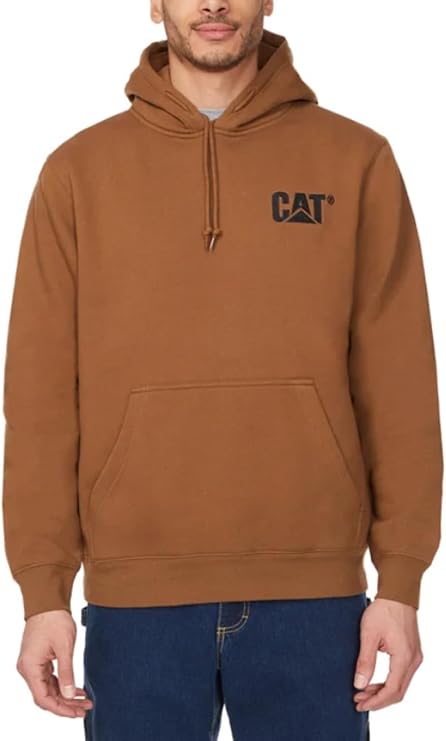 CAT Caterpillar Men's Trademark Hoodies, Light Brown, Small