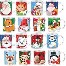 Tioncy Set of 16 Christmas Coffee Mugs Bulk 11 oz Holiday Ceramic Mugs Set with Handles Santa Xmas Tree Snowman Ceramic Coffee for Women Men Christmas Gifts Hot Tea Coffee