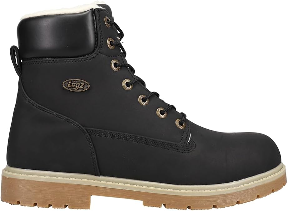 Lugz Mens Brace Hi Fleece Round Toe Lace Up Casual Boots Ankle - Black - Size 10.5 D