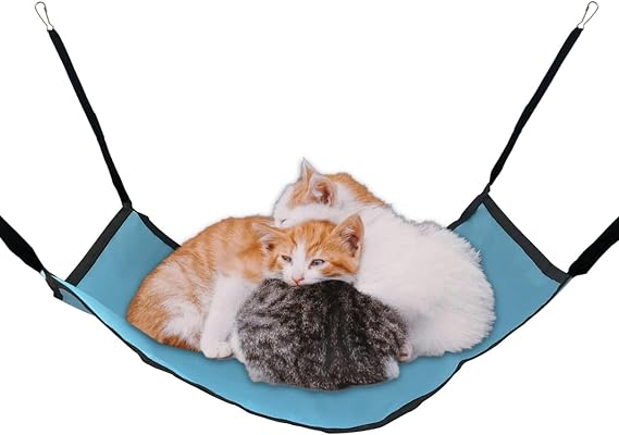 Cat Hammock for Cage Hanging ,Summer Breathable Coolness Oxford Cat Hammock Bed,with Straps and Metal Hooks Bed for Cats Small Dogs Rabbits