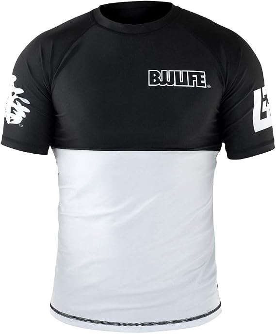 CompLite Ranked Rash Guard | Short Sleeve | No GI Brazilian Jiu Jitsu | MMA BJJ Wrestling Training Water Sports | White | XX-Large