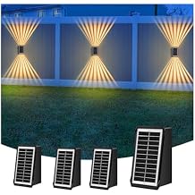 VICHUNHO Solar Outdoor Wall Lights, Up & Down Solar Powered Lighting, Waterproof IP65 Fence Light for Yard/Pool/Porch/Patio/Railing (2 Led-Warm Light, 2 Pack)