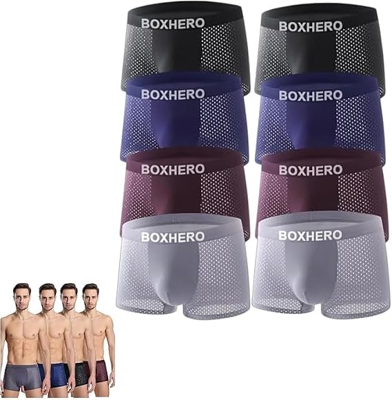 Boxhero Boxer Briefs- Breathable Mens Underwear, Built-in with 3D Pouch Underwear for Men