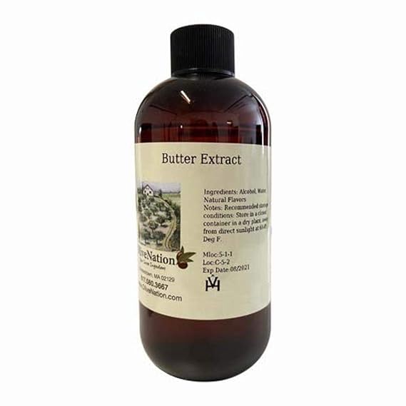 OliveNation Butter Extract PG Free, Natural - 8 fl oz | All Natural Clear Liquid Adds Rich, Buttery Flavor/Aroma to Sweet/Savory Baked Goods, Frosting/Fillings, Sauces, Beverages
