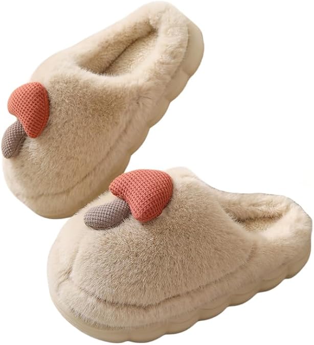 Women's slippers Cute mushroom slippers Lightweight plush slippers Warm winter home slippers Cotton indoor and outdoor shoes