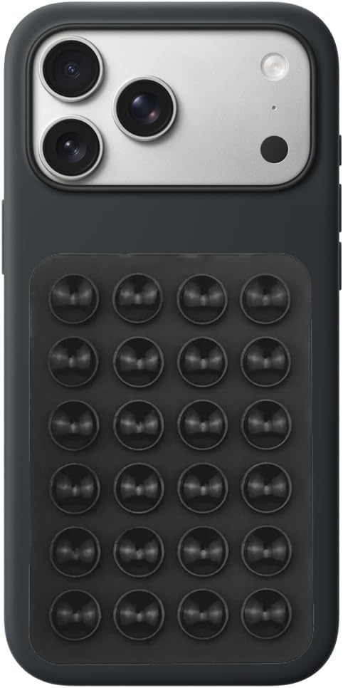 Coverzone Dikdörtgen Vantuzlu Telefon Tutucu Taşınabilir Silikon Yumuşak Telefon Standı Geniş Kullanım Alanı (Siyah)
