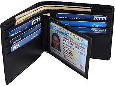 RFID Leather Bifold Wallets Women Men Flipout Slim ID Wallet Trifold