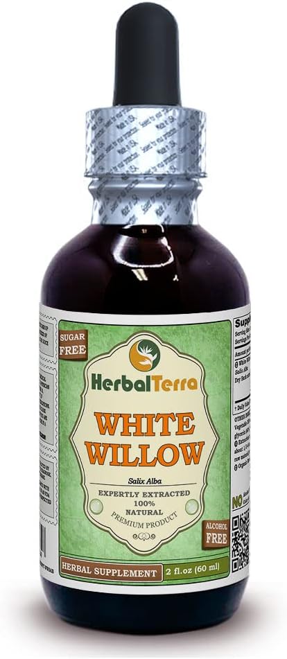 Herbal Terra LLC White Willow (Salix Alba) Glycerite, Dried Bark Alcohol-Free Liquid Extract 2 oz