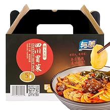 YUMEI 5 Packs Instant Hot Pot Meal Noodles with Vegetables, Yummy Vermicelli with Fresh Veggie Package, Chengdu Maocai, Spicy Flavor, 3.2lb