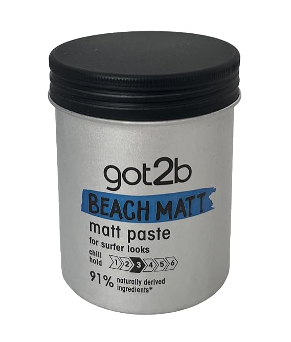 got2b Beach Styling Paste for Matte Surfer Looks, Hair Wax for Men for Scratching, Texturing or Taming without Gluing, Medium Hold (100 ml), Pack of 1