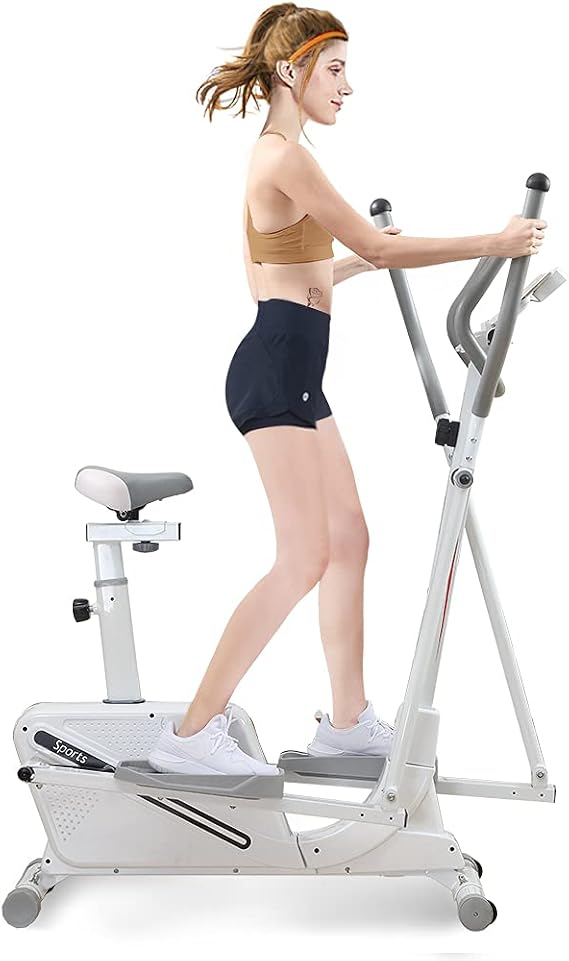 YOLEO 2-IN-1 Elliptical Machine Cross Trainer with 8 Level Magnetic Resistance, LCD Monitor, Pulse Rate and Ipad Holder 2021 Version- Cross Trainer Machine for Home Use