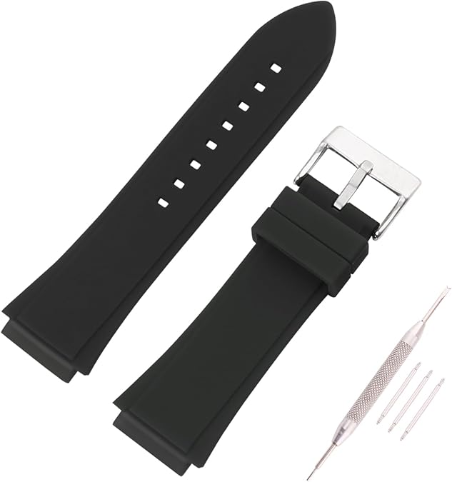 22mm Silicone Watch Strap Suitable For Guess W0040G7 W0247G3 W0040G3 Watch Replacement Rubber Band Accessory Wirstband with Stainless Steel Buckle For Women and Men