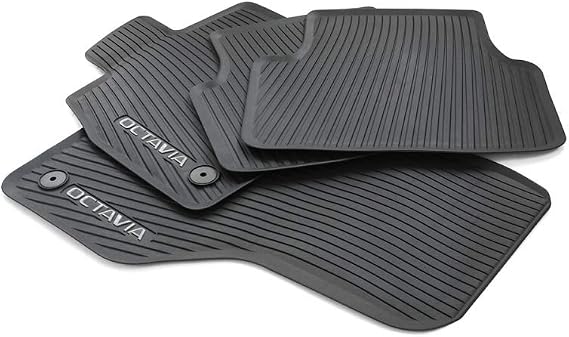 Skoda 5E4061500 Rubber Floor Mats All-Weather Floor Mats 4 x Rubber Mats with Octavia Lettering