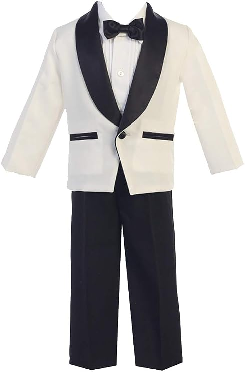 Boys Tuxedo Ivory Tuxedo Jacket Suits Toddler Children Tuxedos Suit Size 8