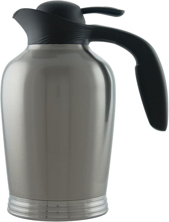 Service Ideas ErgoServ Carafe, Vacuum Insulated, 50.7oz, Stainless Steel | 10-00008-000 in 1.5 Liter Brushed Finish, NSF