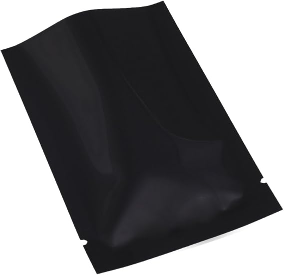 QQ Studio 100 Heat Sealable Mylar Foil Bag Pouch for Sampling Packaging Food Storage Food Safe (SM ~2.3"x3.4", Glossy Black)