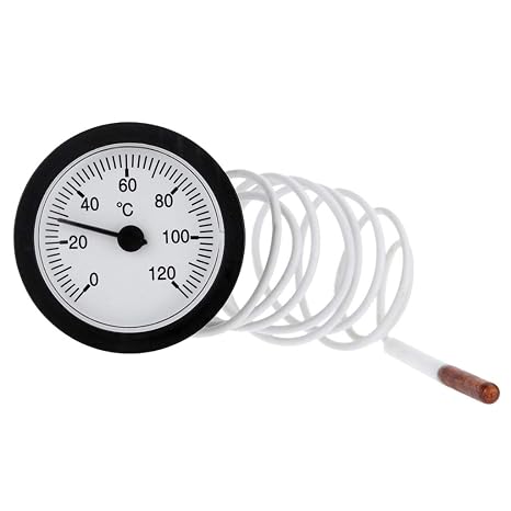 Temperature Measuring Instrument Professional Dial Thermometer Capillary Temperature Gauge 0-120 Water & Oil with 1m Sensor