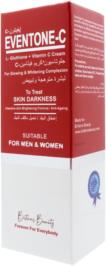 Britain's Beauty Eventone-C L-Glutathione & Vitamin C Face Cream – Hydrating & Brightening Moisturizer for Uneven Skin Tone, Anti-Aging, Wrinkle Care – For Men & Women