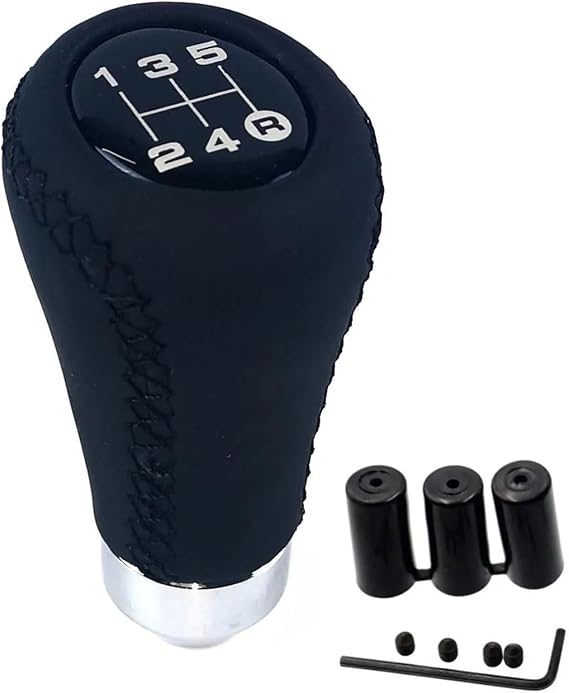 5/6 Speed Car Manual Shifter Lever PU Leather Universal Gear Shift Knob Gear Stick Interior Accessories(Black,5 Speed)
