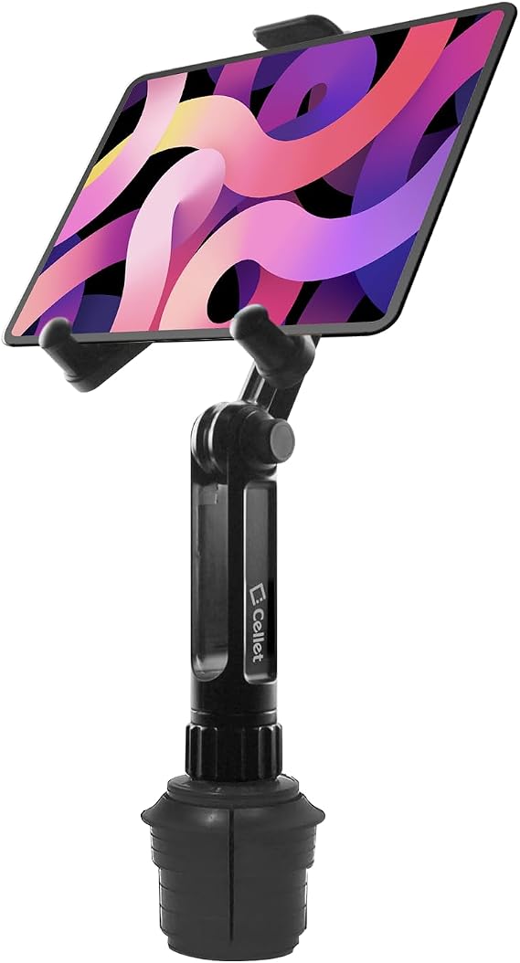 Cellet Tablet Cup Holder Mount, Car Cradle Compatible with Apple iPad Pro Air Mini Galaxy Tab S8 S7 LG Gpad 8 Kindle Fire HD 10 8 and All Tablets