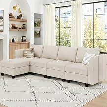 Belffin Modular Sectional Sofa with Storage Velvet L Shaped Couch with Chaise for Living Room, Beige