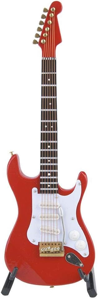 Classic Guitar Musical Instrument Model Wooden Electric Guitar Ornaments Basswood Crafts Red Black White White Coffee 18cm(Red)
