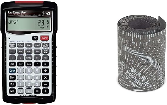 Calculated Industries 4095 Pipe Trades Pro Advanced Pipe Layout and Design Math Calculator Tool, White & Jackson Safety Pipe Measure Tool, Medium, Black, 14752