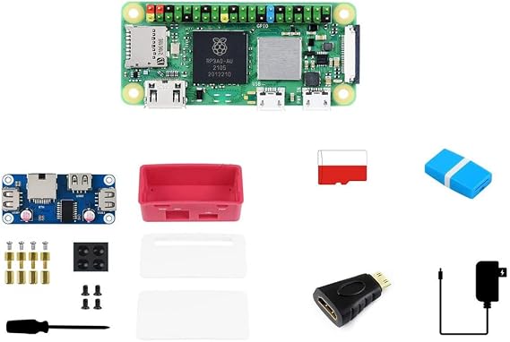 for Raspberry Pi Zero 2 WHC Package E Kit with Cover Box Mini HDMI to HDMI Adapter Power Supply 5V/3A and SD Card Reader 16GB @XYGStudy (RPi Zero 2 WHC Package E)