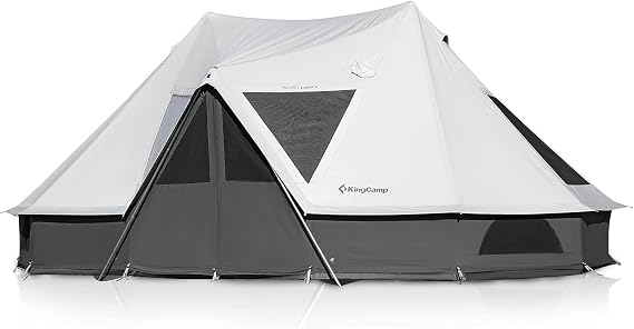 KingCamp Canvas Bell Yurt Tents, 15.1ft/21.98ft 4 Seasons Large Waterproof & Windproof Luxury Glamping Tent w/Stove Jack for Family Outdoor Camping, Hunting, Parties