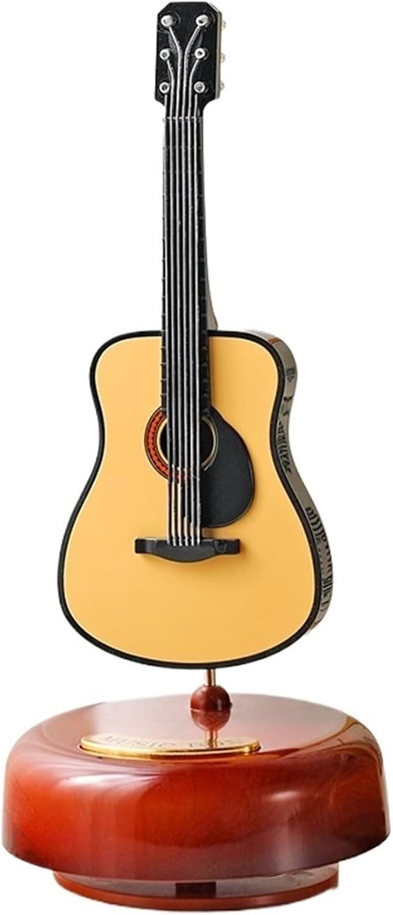 Miniature Musical Instrument Set Literary and Classical Rotating Pipa Guitar Violin Music Box Desktop Ornaments(Guitar)