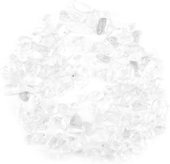 Clear Quartz Tumbled Chips Stone, Irregular Shaped Crystal Quartz Tumbled Stone Chips Crushed Natural Crystal Quartz Pieces, Decorative Rocks for Garden Aquarium Vases Decoration(White)