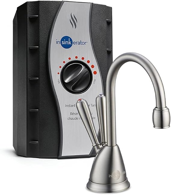 InSinkErator View Instant Hot & Cold Water Dispenser - Faucet & Tank, Satin Nickel, HC-View-SN 10.00 x 11.50 x 0.00 inches | Water Dispenser with Tank - 10.00 x 11.50 Inches