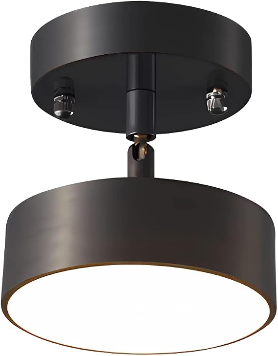 Modern Semi Flush Mount Ceiling Light Fixture LED Round Farmhouse Ceiling Lamp Matt Black Hallway Light Fixtures for Dining Room, Kitchen, Entry, Foyer, Living Room