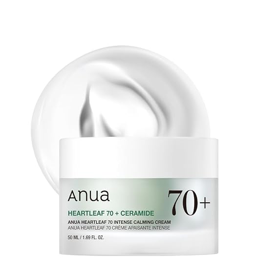 Anua Heartleaf 70 Intense Calming Cream with Ceramide, 1.69 fl.oz | Face Moisturizer for Dry Skin, Barrier Repair, Glass Skin Hydration, Fragrance-free, Paraben-free, Korean skincare