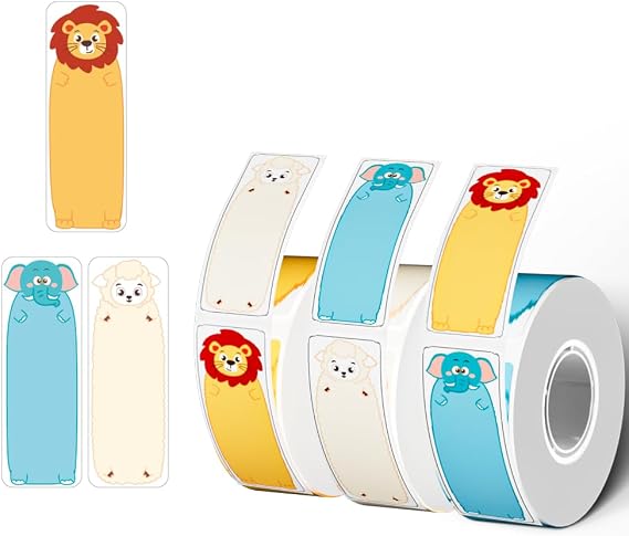 Phomemo D30 Label Maker Tape, Black on Animals Patterns Vertical Label Tape