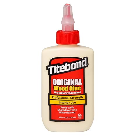 Titebond Original Wood Glue 5062, Industry Standard for Woodworking, Furniture Repair/Assembly, Construction, Home Repair or Modeling, 4 oz