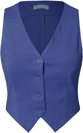 Design by Olivia Women's Business Casual Button Front Stretch Cropped Tuxedo Suit Vest