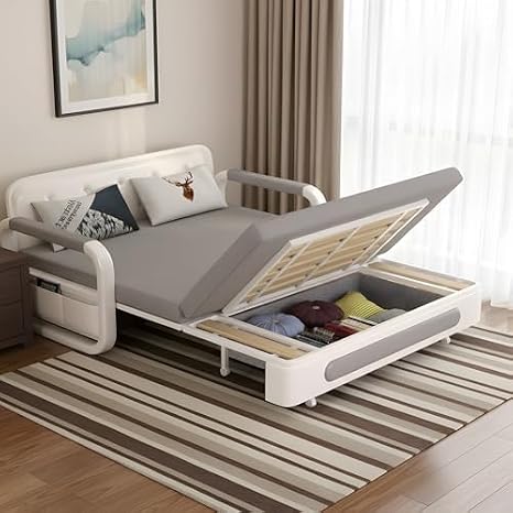 Space Saving Sofa Bed with Storage, Pull Out Couch Bed with Luxurious Foam Latex Mattress, 128 or 158 cm Wide, Compact for Flats & Small Apartments (158CM)