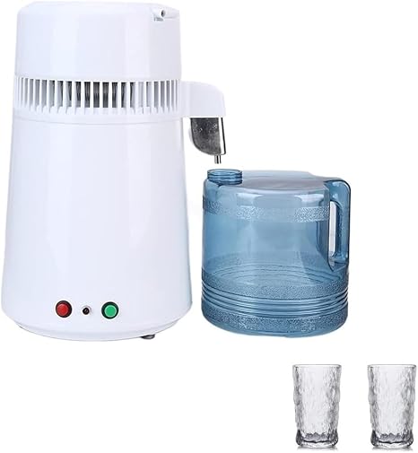 Water Distiller Countertop Water Distiller Filter Machine 4L Household Pure Water Distiller Medical Dentistry Water Filter Machine Laboratory Stainless Steel Liner Plastic Shell to Make Clean Water