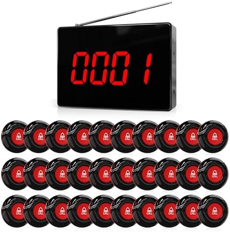 30 Waterproof Nurse Alert Call Buttons and 1 Display Receiver for Clinic Nurses Station Restaurant Nursing Home