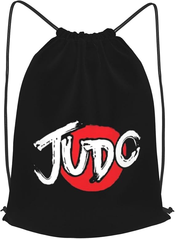 Judo Drawstring Backpack Bag Sport Gym Sackpack for Men Women (Black)