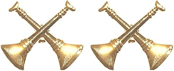 Firefighter Rank Lapel Pin Gold 2 Bugles Crossed X Fire Insignia Uniform - A 112