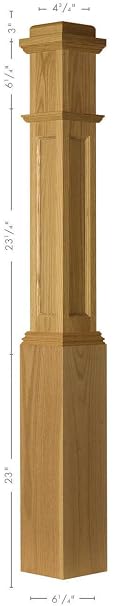 AFP-4091 Poplar Actual Flat Panel Box Newel Post